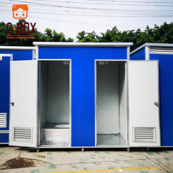 Color Steel Temporary Double Room Toilet In Construction Site
